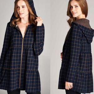 NEW Plaid Ruffle Jacket - Navy